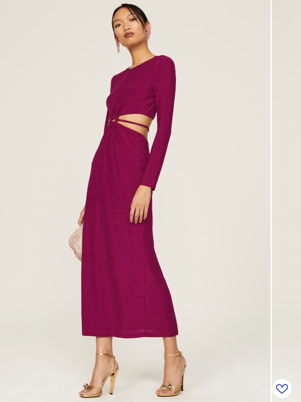 Monique Lhuillier Fuchsia Metallic Cutout Maxi Skirt Dress
